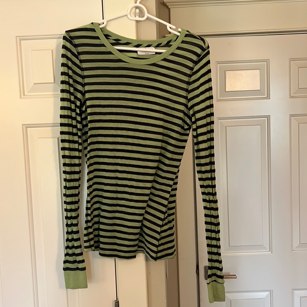Velvet long sleeved green and dark blue shirt